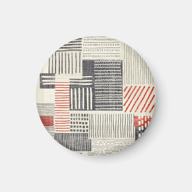 Hand-drawn geometric stripes, seamless pattern. magnet (Front)
