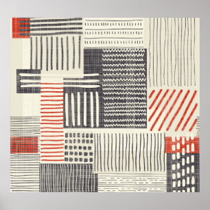 Hand-drawn geometric stripes, seamless pattern. poster