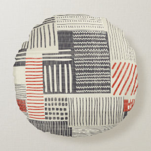 Hand-drawn geometric stripes, seamless pattern. round cushion
