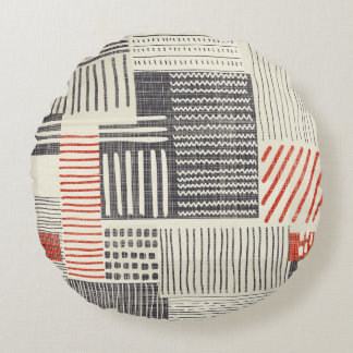 Hand-drawn geometric stripes, seamless pattern. round cushion