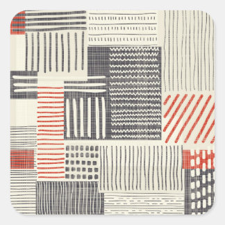 Hand-drawn geometric stripes, seamless pattern. square sticker