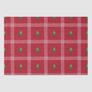 Hand drawn gingham with Christmas tree Tissue Paper