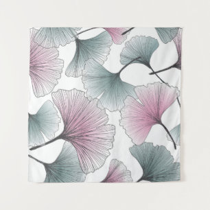 Hand drawn gingko biloba background seamless patte tapestry