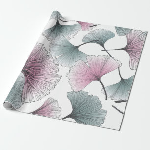 Hand drawn gingko biloba background seamless patte wrapping paper