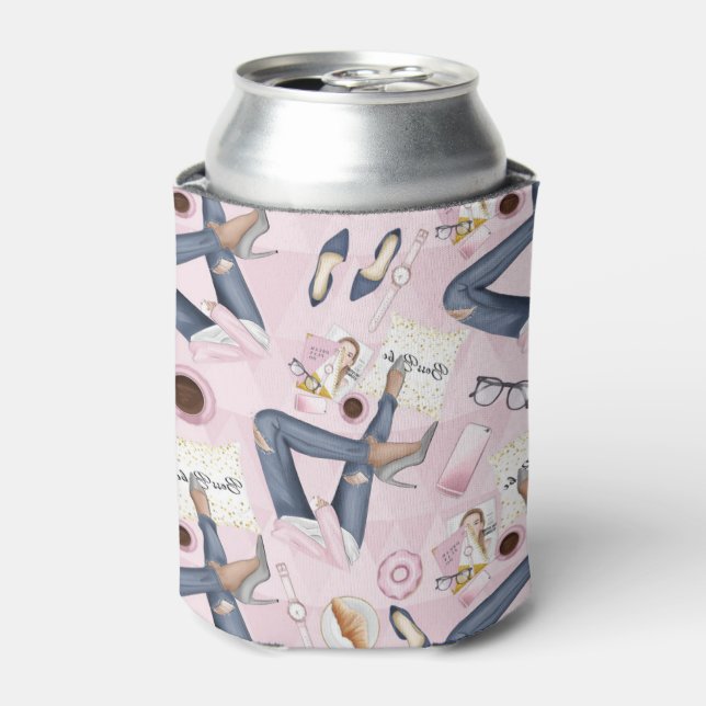 Hand Drawn Girl Boss Can Cooler (Can Front)