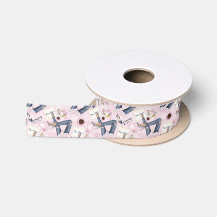 Hand Drawn Girl Boss Satin Ribbon
