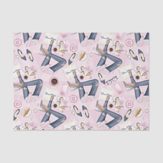 Hand Drawn Girl Boss Tissue Paper (Front)