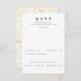 Hand-drawn Gold Floral Pattern Wedding RSVP