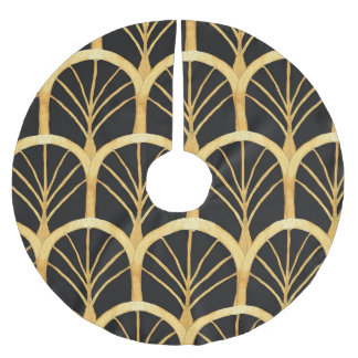Hand Drawn Gold Imitation Watercolor Brushed Polyester Tree Skirt