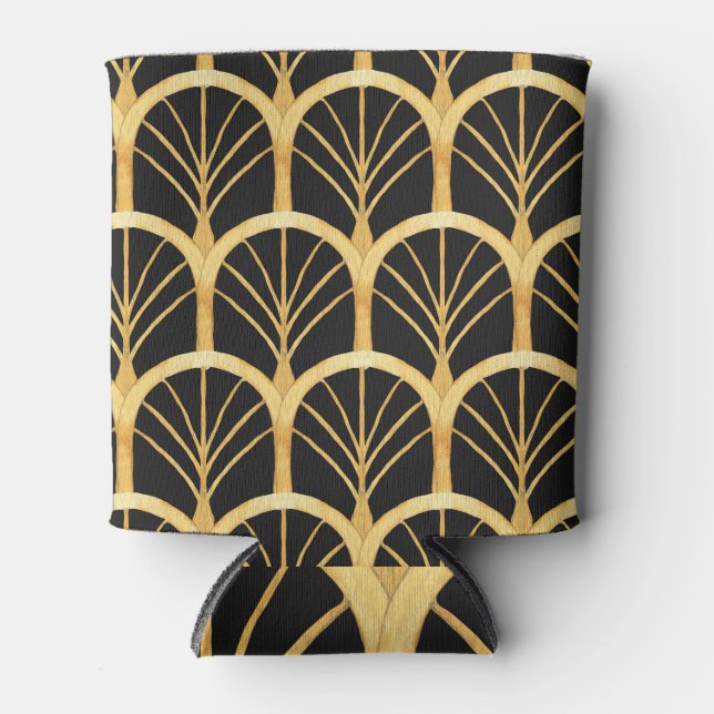 Hand Drawn Gold Imitation Watercolor Can Cooler (Front)