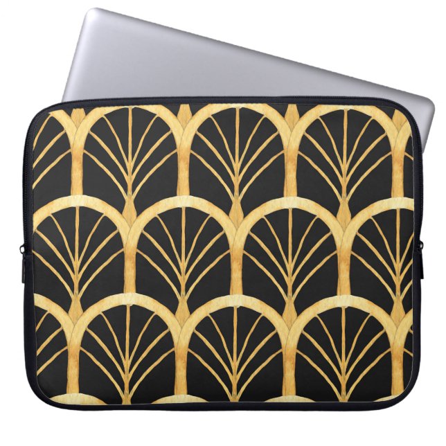 Hand Drawn Gold Imitation Watercolor Laptop Sleeve (Front)