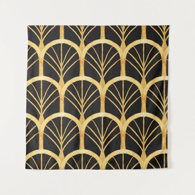 Hand Drawn Gold Imitation Watercolor Tapestry (Front)