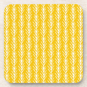 Hand Drawn Gold Wheat Pattern Coaster