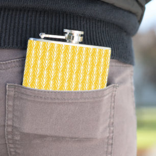 Hand Drawn Gold Wheat Pattern Hip Flask