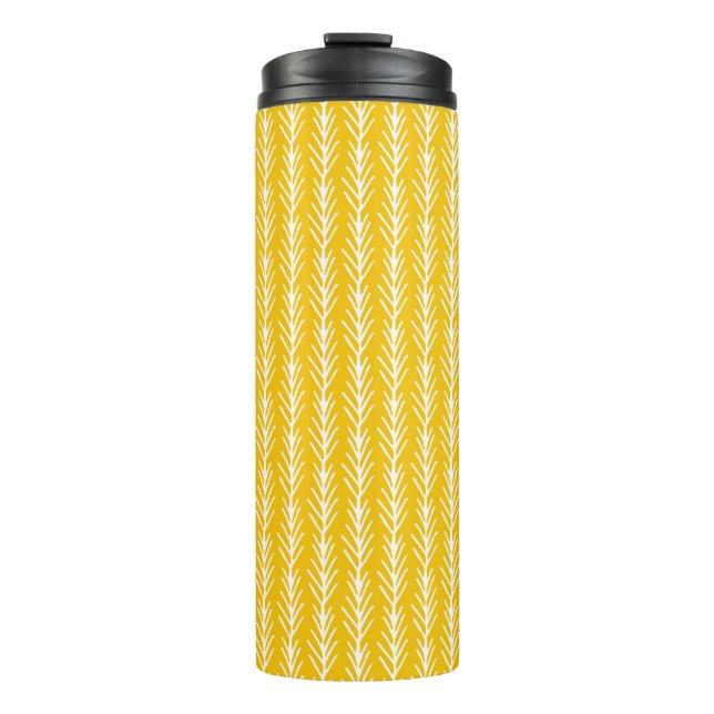 Hand Drawn Gold Wheat Pattern Thermal Tumbler (Front)