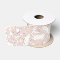 Hand-drawn Gold Wildflowers Elegant Dusty Pink