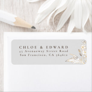 Hand-drawn Gold Wildflowers Minimalist Label
