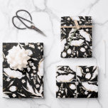 Hand-drawn Gold Wildflowers Sketch Pattern Elegant Wrapping Paper Sheet<br><div class="desc">Wildflowers pattern black gold and white wrapping papers</div>