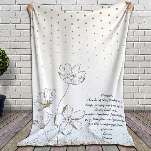 Hand Drawn Golden California Poppies Custom Letter Fleece Blanket