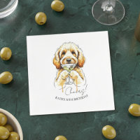 Hand Drawn Golden Doodle Dirty Martini Cocktail