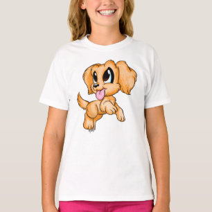 Hand Drawn Golden Retriever Girls T-shirt for Kids
