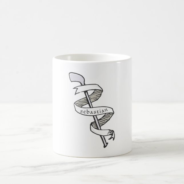 Hand drawn Golf Club with Ribbon special Coffee Mug (Center)
