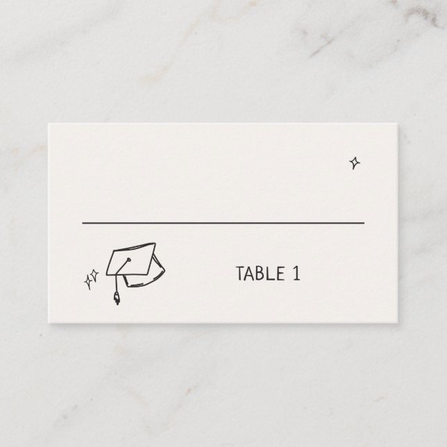 Hand Drawn Graduation Cap Place Card (Front)