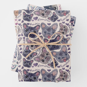 Hand drawn Great Dane, French Bulldog, Shiba Inu Wrapping Paper Sheet