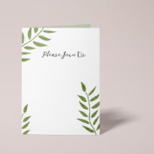 Hand-drawn green artistic leaf branch