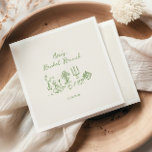 Hand Drawn Green Bridal Brunch Napkin<br><div class="desc">Quirky and whimsical bridal brunch napkins featuring a hand-drawn illustration of a brunch scene in a fun and playful style,  accompanied by a casual,  handwritten font that perfectly captures the excitement and joy of the occasion. 
The napkins come in a fun colour scheme of green on ecru.</div>