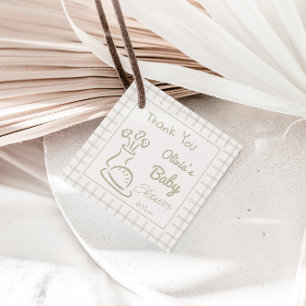 Hand Drawn Green Bun In The Oven Baby Shower Favour Tags