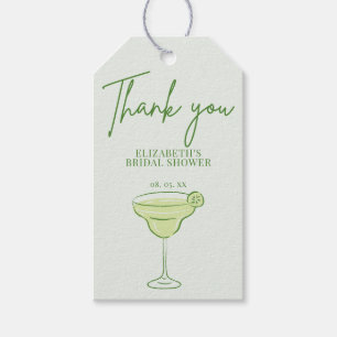Hand Drawn Green Cocktail Lime Script Thank You Gift Tags