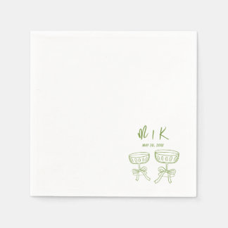 Hand Drawn Green Cocktail Wedding Napkin
