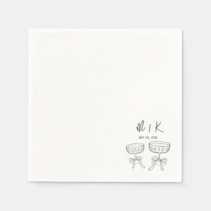 Hand Drawn Green Cocktail Wedding Napkin