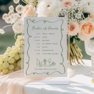 Hand Drawn Green Frame Bridal Brunch Day of Events Programme