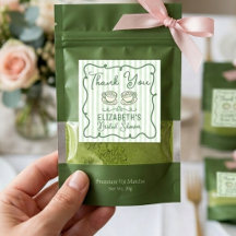 Hand Drawn Green Matcha Bridal Shower Thank You