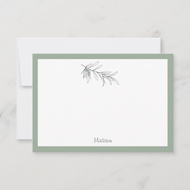 Hand Drawn Green Olive Leaves  Card (Front)