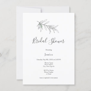 Hand Drawn Green Olive Leaves  Invitation