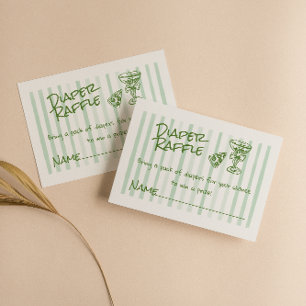Hand Drawn Green Pink Pizza Baby Diaper Raffle Enclosure Card