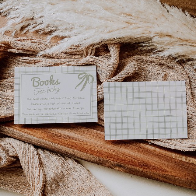 Hand Drawn Green Ribbon Gingham Book Request Enclosure Card (Creator Uploaded)