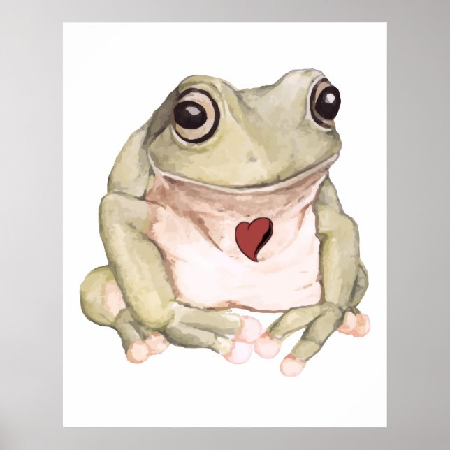 Hand drawn green tree frog   poster (Front)