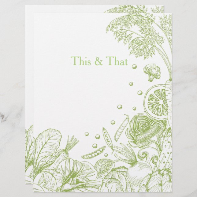 Hand Drawn Green Vegetables Recipe Category (Front/Back)