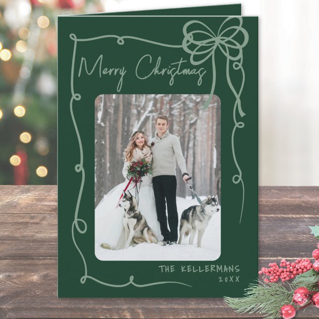 Hand Drawn Green Whimsical Merry Christmas Holiday Card (Hand Drawn Green Whimsical Merry Christmas Holiday Card)