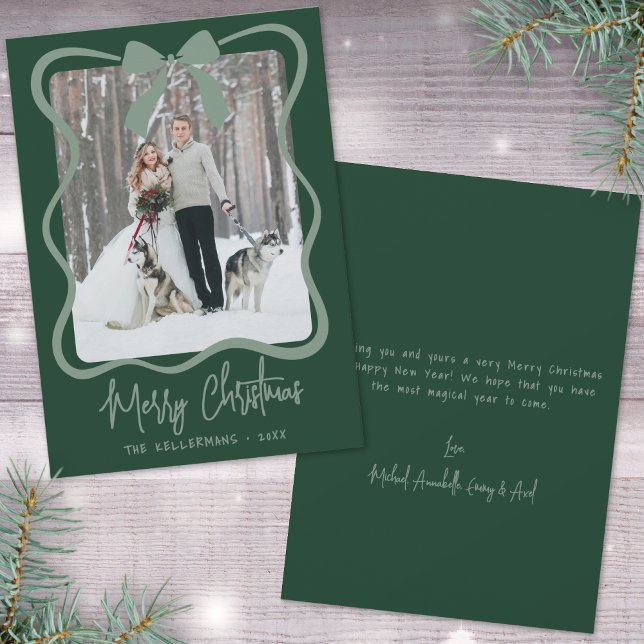 Hand Drawn Green Whimsical Merry Christmas Holiday Card (Hand Drawn Green Whimsical Merry Christmas Holiday Card)