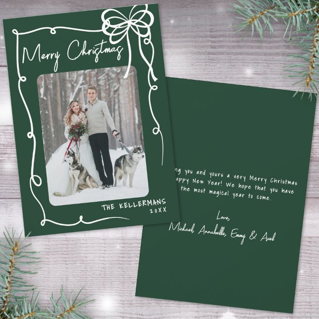 Hand Drawn Green Whimsical Merry Christmas Holiday Card (Hand Drawn Green Whimsical Merry Christmas Holiday Card)