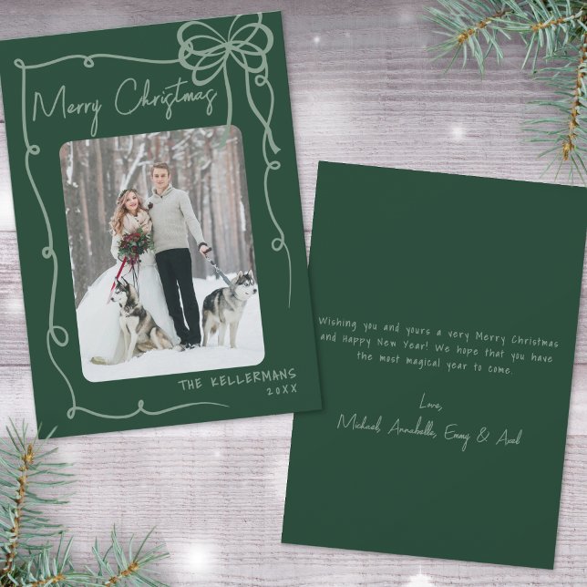 Hand Drawn Green Whimsical Merry Christmas Holiday Card (Hand Drawn Green Whimsical Merry Christmas Holiday Card)