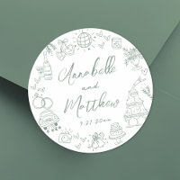 Hand Drawn Green Whimsical Wedding