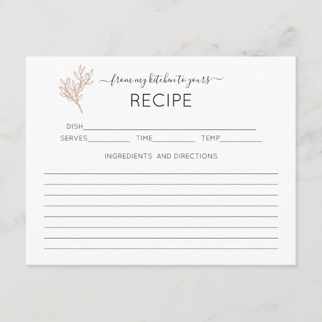 Hand-drawn Greenery Bridal Shower Recipe Card (Front)