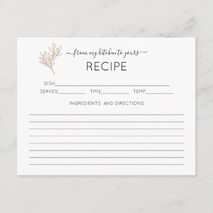 Hand-drawn Greenery Bridal Shower Recipe Card