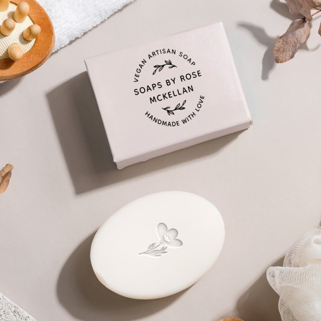 Hand Drawn Greenery Handmade With Love Rubber Stamp (Creator Uploaded)